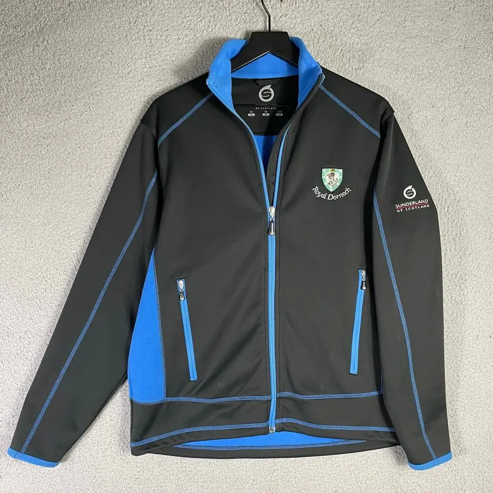 Sunderland of Scotland Royal Dornoch Golf Jacket Black Blue Bonded Fleece XS‎